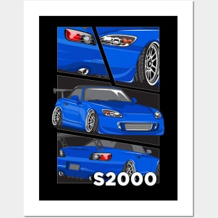 Honda S2000 (Blue) Posters and Art